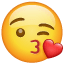 Kysse-emoji på Whatsapp U+1F618