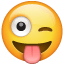 Smiley, der blinker med det ene øje U+1F61C