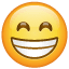 Grinende ansigt med smilende øjne emoji U+1F601 U+1F601