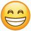 Grinende WhatsApp-smiley, der viser tænder U+1F601