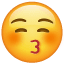 Kysse-smiley med lukkede øjne U+1F61A