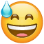 Emoji med åben mund U+1F605