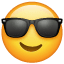 Emoji med solbriller U+1F60E