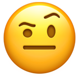 Smiley med løftet øjenbryn