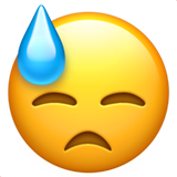 Emoji med koldsved på panden