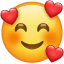 Smilende ansigt med smilende øjne og tre hjerter U+1F970 Smilende ansigt med smilende øjne og tre hjerter U+1F970